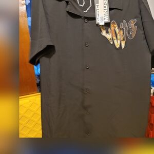 Minus Black Graphic Casual Button Down Shirt